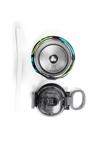 Coral High Kids Siyah Renkli Bisiklet Desenli Pipetli ve Direkt İçim Çelik Termos 500 ml 38125 - 7