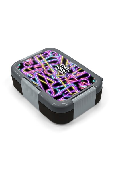 Coral High Kids Siyah Renkli Neon Desenli Paslanmaz Çelik Beslenme Kabı 39148 - 2