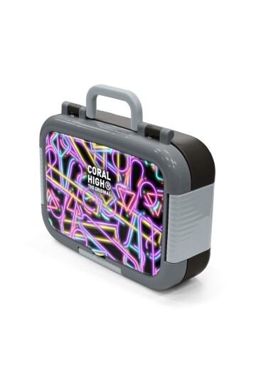 Coral High Kids Siyah Renkli Neon Desenli Paslanmaz Çelik Beslenme Kabı 39148 - 4