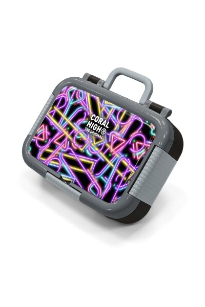 Coral High Kids Siyah Renkli Neon Desenli Paslanmaz Çelik Beslenme Kabı 39148 - 1