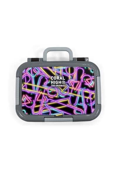 Coral High Kids Siyah Renkli Neon Desenli Paslanmaz Çelik Beslenme Kabı 39148 - 5