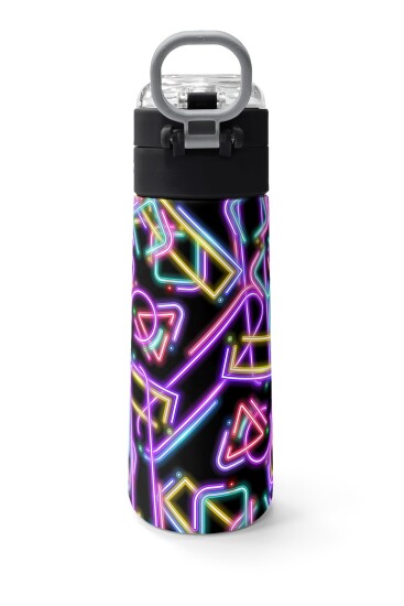 Coral High Kids Siyah Renkli Neon Desenli Pipetli ve Direkt İçim Çelik Termos 500 ml 38130 - 4