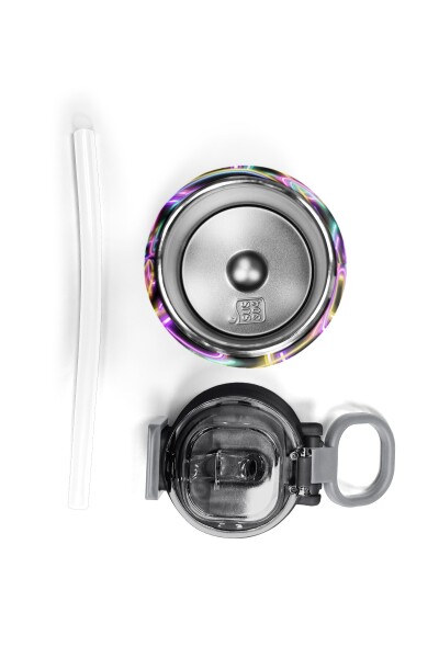 Coral High Kids Siyah Renkli Neon Desenli Pipetli ve Direkt İçim Çelik Termos 500 ml 38130 - 7