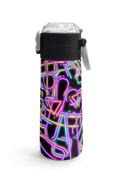 Coral High Kids Siyah Renkli Neon Desenli Pipetli ve Direkt İçim Çelik Termos 500 ml 38130 - 3