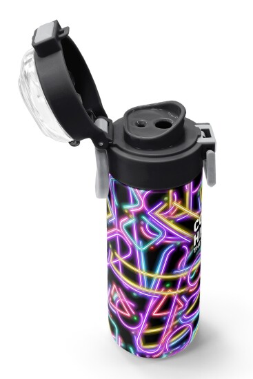 Coral High Kids Siyah Renkli Neon Desenli Pipetli ve Direkt İçim Çelik Termos 500 ml 38130 - 6