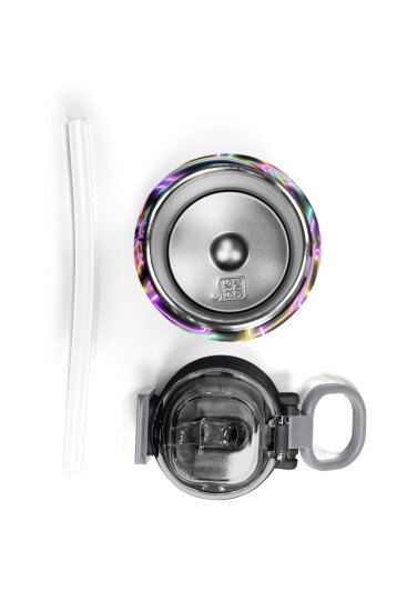 Coral High Kids Siyah Renkli Neon Desenli Pipetli ve Direkt İçim Çelik Termos 500 ml 38130 - 7