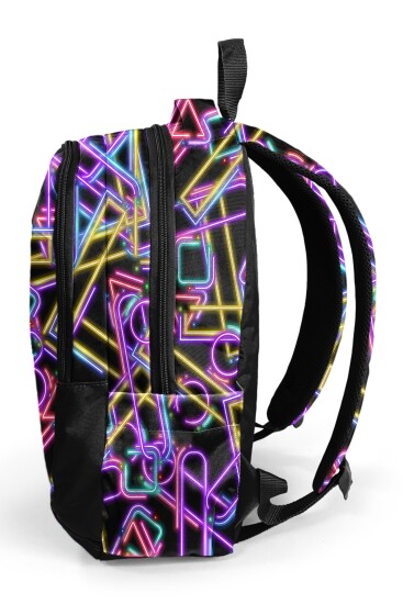 Coral High Kids Siyah Renkli Neon Desenli Üç Bölmeli Okul Sırt Çantası 33248 - 8