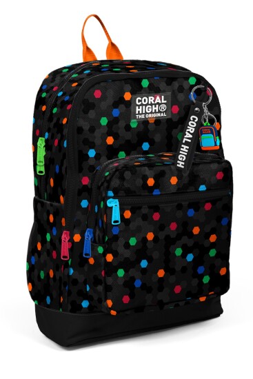 Coral High Kids Siyah Renkli Petek Desenli 3’lü Okul Çanta Seti SET0133210 - 2
