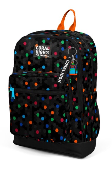 Coral High Kids Siyah Renkli Petek Desenli Okul Sırt Çantası 33210 - 6