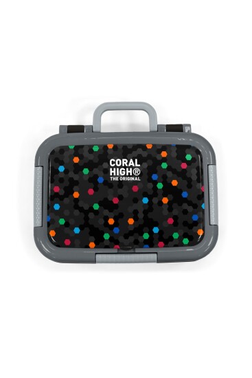 Coral High Kids Siyah Renkli Petek Desenli Paslanmaz Çelik Beslenme Kabı 39110 - 5