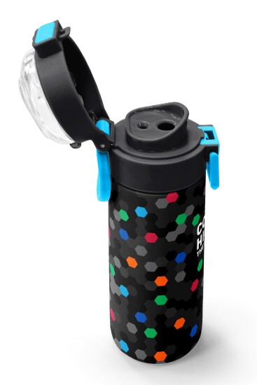 Coral High Kids Siyah Renkli Petek Desenli Pipetli ve Direkt İçim Çelik Termos 500 ml 38110 - 6