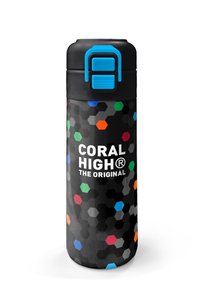 Coral High Kids Siyah Renkli Petek Desenli Pipetli ve Direkt İçim Çelik Termos 500 ml 38110 - 4