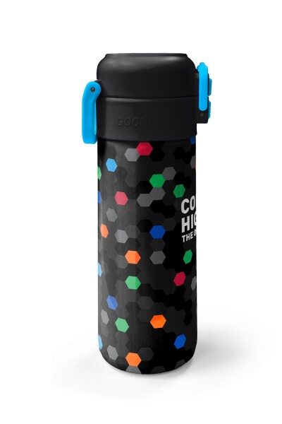 Coral High Kids Siyah Renkli Petek Desenli Pipetli ve Direkt İçim Çelik Termos 500 ml 38110 - 5