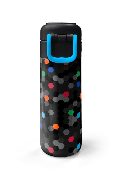 Coral High Kids Siyah Renkli Petek Desenli Pipetli ve Direkt İçim Çelik Termos 500 ml 38110 - 7