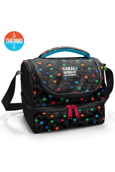 Coral High Kids Siyah Renkli Petek Desenli Thermo İki Katlı Beslenme Çantası 37204 - CORAL HIGH