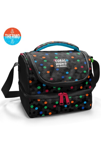 Coral High Kids Siyah Renkli Petek Desenli Thermo İki Katlı Beslenme Çantası 37204 - 1