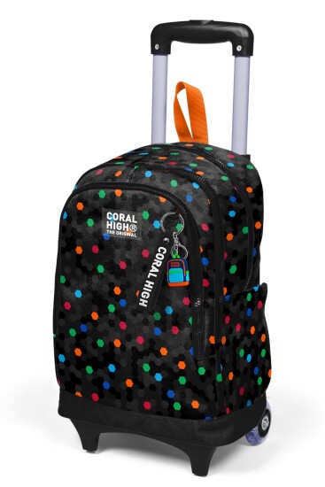 Coral High Kids Siyah Renkli Petek Desenli Üç Bölmeli Çekçekli Okul Sırt Çantası 34010 - 6