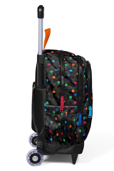 Coral High Kids Siyah Renkli Petek Desenli Üç Bölmeli Çekçekli Okul Sırt Çantası 34010 - 7