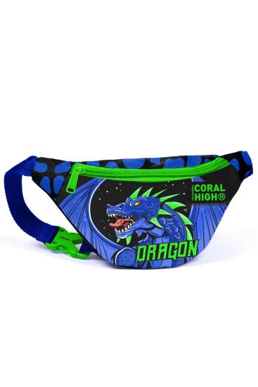 Coral High Kids Siyah Saks Ejderha Desenli Bel Çantası 12639 - Coral High KIDS