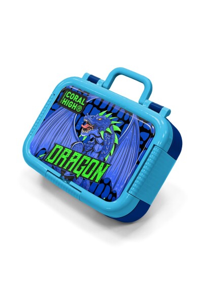 Coral High Kids Siyah Saks Ejderha Desenli Paslanmaz Çelik Beslenme Kabı 39323 - 1