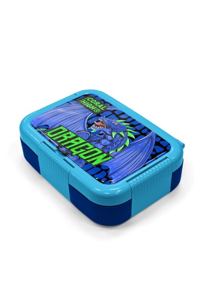 Coral High Kids Siyah Saks Ejderha Desenli Paslanmaz Çelik Beslenme Kabı 39323 - 2