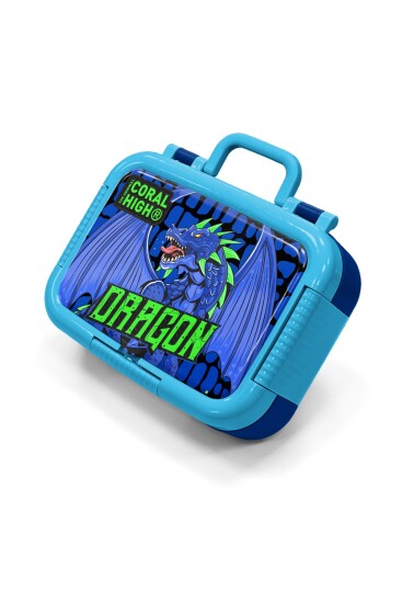 Coral High Kids Siyah Saks Ejderha Desenli Paslanmaz Çelik Beslenme Kabı 39323 - 1