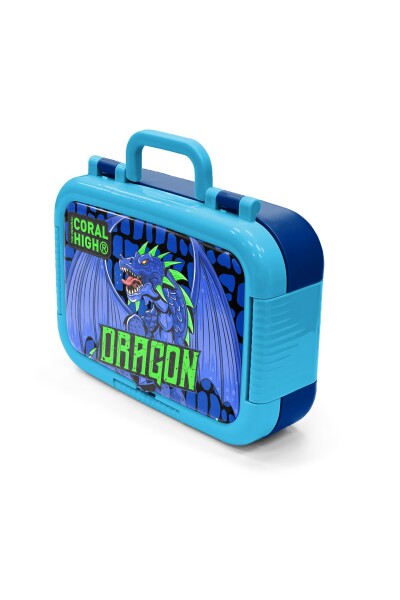 Coral High Kids Siyah Saks Ejderha Desenli Paslanmaz Çelik Beslenme Kabı 39323 - 4