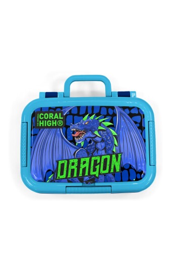 Coral High Kids Siyah Saks Ejderha Desenli Paslanmaz Çelik Beslenme Kabı 39323 - 5