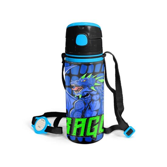 Coral High Kids Siyah Saks Ejderha Desenli Pipetli Alüminyum Matara 600 ml 11942 - 4