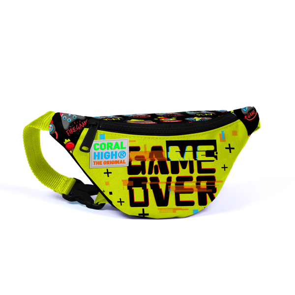 Coral High Kids Siyah Neon Sarı Game Over Desenli Bel Çantası 22428 - 1