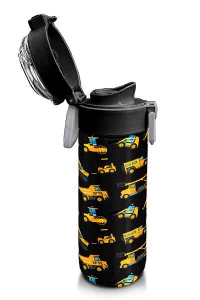 Coral High Kids Siyah Sarı İş Makinesi Desenli Pipetli ve Direkt İçim Çelik Termos 500 ml 31920 - 6