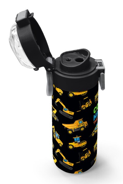 Coral High Kids Siyah Sarı İş Makinesi Desenli Pipetli ve Direkt İçim Çelik Termos 500 ml 31920 - 6
