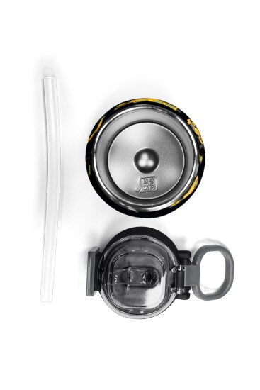 Coral High Kids Siyah Sarı İş Makinesi Desenli Pipetli ve Direkt İçim Çelik Termos 500 ml 31920 - 7