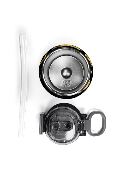 Coral High Kids Siyah Sarı İş Makinesi Desenli Pipetli ve Direkt İçim Çelik Termos 500 ml 31920 - 7