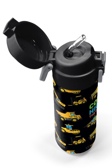 Coral High Kids Siyah Sarı İş Makinesi Desenli Pipetli ve Direkt İçim Çelik Termos 500 ml 31920 - 2