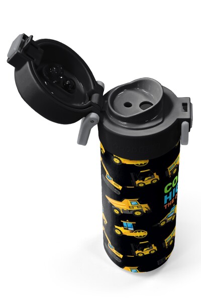 Coral High Kids Siyah Sarı İş Makinesi Desenli Pipetli ve Direkt İçim Çelik Termos 500 ml 31920 - 3