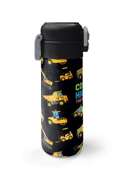 Coral High Kids Siyah Sarı İş Makinesi Desenli Pipetli ve Direkt İçim Çelik Termos 500 ml 31920 - 5