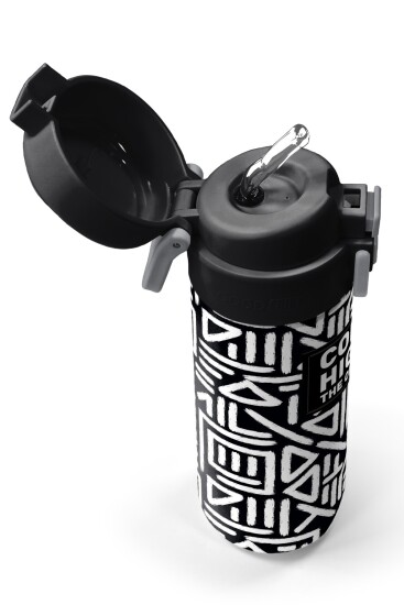 Coral High Kids SiyahBeyaz Geometrik Desenli Pipetli ve Direkt İçim Çelik Termos 500 ml 31882 - 2
