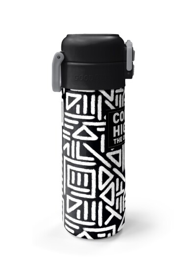 Coral High Kids SiyahBeyaz Geometrik Desenli Pipetli ve Direkt İçim Çelik Termos 500 ml 31882 - 5