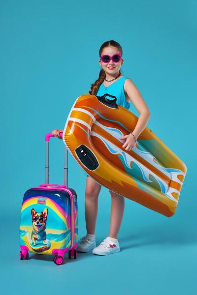 Coral High Kids Sörfçü Köpek Desenli Çocuk Valizi 16778 - 10