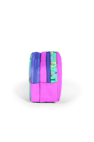 Coral High Kids Su Yeşili Açık Pembe Monogram Desenli İki Bölmeli Kalem Çantası 22156 - 2