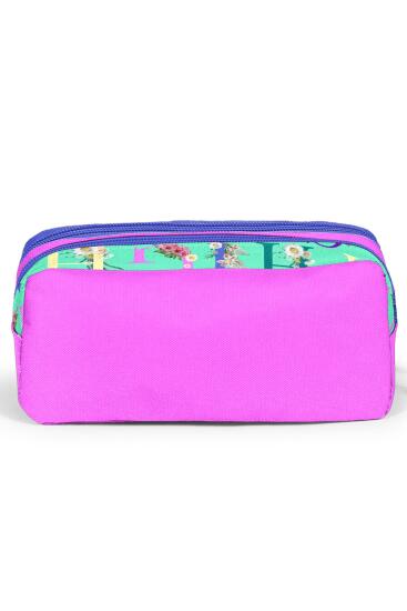 Coral High Kids Su Yeşili Açık Pembe Monogram Desenli İki Bölmeli Kalem Çantası 22156 - 3