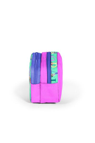 Coral High Kids Su Yeşili Açık Pembe Monogram Desenli İki Bölmeli Kalem Çantası 22156 - 2