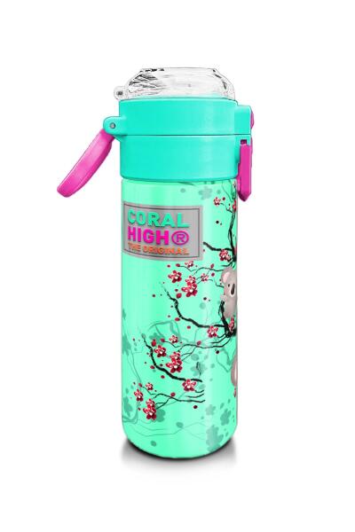 Coral High Kids Su Yeşili Koala Desenli Pipetli ve Direkt İçim Çelik Termos 500 ml 31927 - 2
