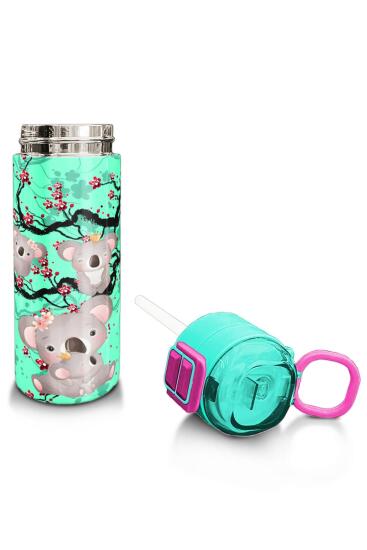 Coral High Kids Su Yeşili Koala Desenli Pipetli ve Direkt İçim Çelik Termos 500 ml 31927 - 4