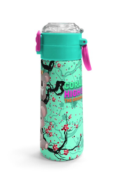 Coral High Kids Su Yeşili Koala Desenli Pipetli ve Direkt İçim Çelik Termos 500 ml 31927 - 3