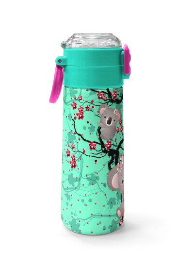 Coral High Kids Su Yeşili Koala Desenli Pipetli ve Direkt İçim Çelik Termos 500 ml 31927 - 2