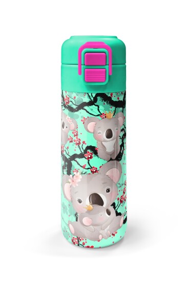 Coral High Kids Su Yeşili Koala Desenli Pipetli ve Direkt İçim Çelik Termos 500 ml 31927 - 4