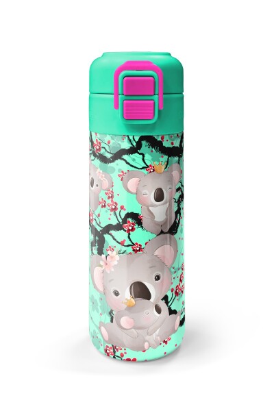 Coral High Kids Su Yeşili Koala Desenli Pipetli ve Direkt İçim Çelik Termos 500 ml 31927 - 4