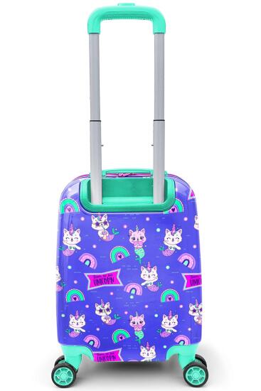 Coral High Kids Su Yeşili Lavanta Unicorn Kedi Desenli Çocuk Valizi 16718 - 3